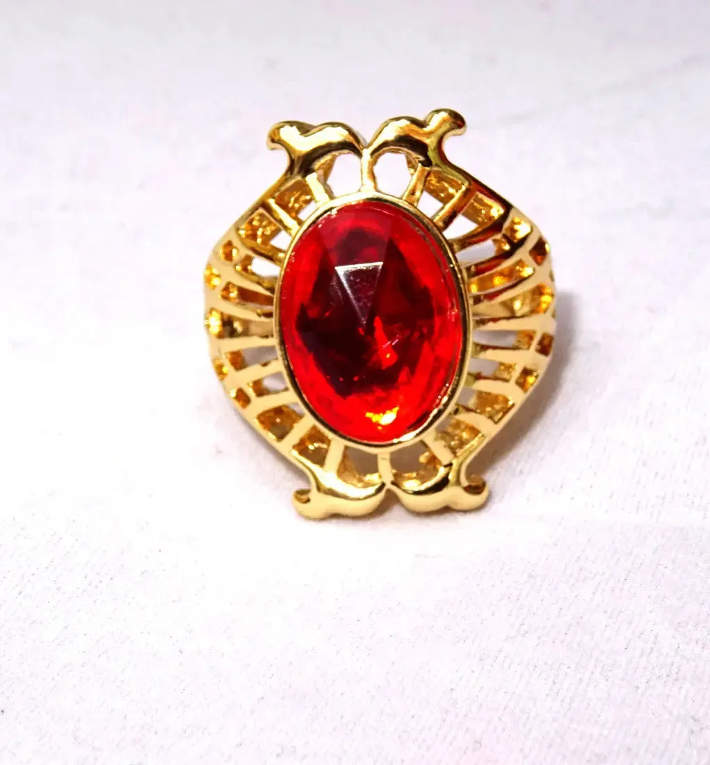 Red 18K Gold Plated Fashion Women Necklace Earring Party Jewellery Set