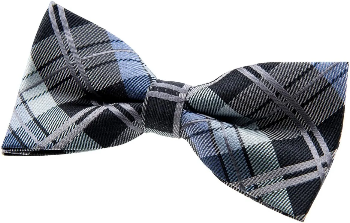 Retreez Elegant Classic Plaid Check Woven Microfiber Pre-tied Bow Tie (4.5")