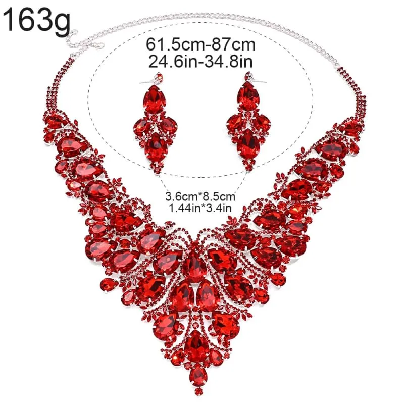 Rhinestone Drop Necklace and Earrings Set for Drag Queens Large