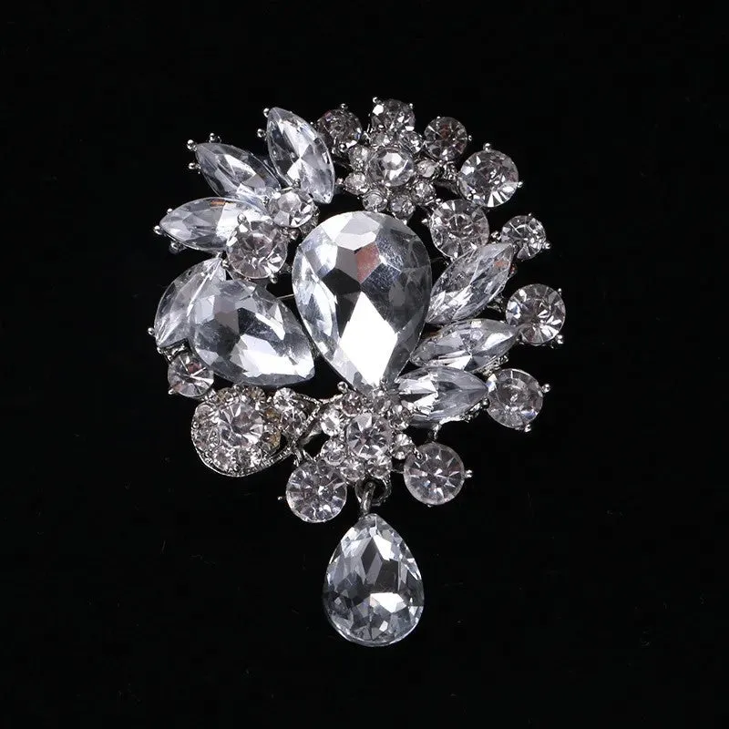 Rhinestone Flower Brooch BR-099