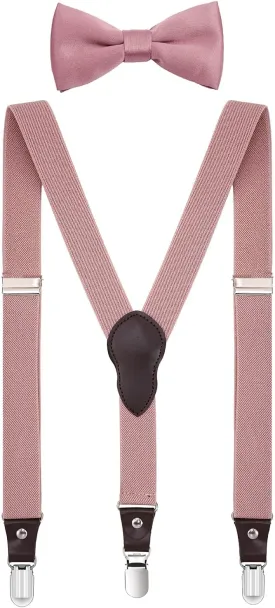 Shark Tooth Boys' Men's Suspenders and Bow Tie Set Y-Back Adjustable