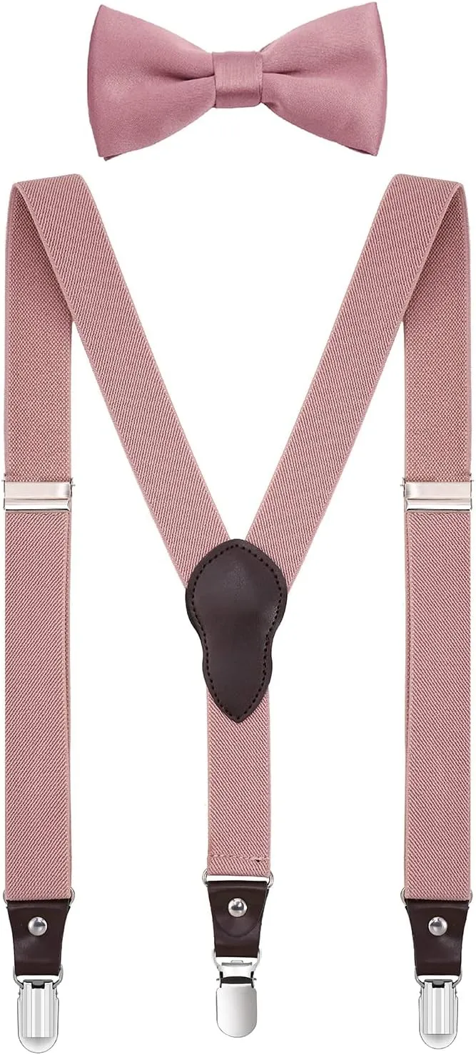 Shark Tooth Boys' Men's Suspenders and Bow Tie Set Y-Back Adjustable