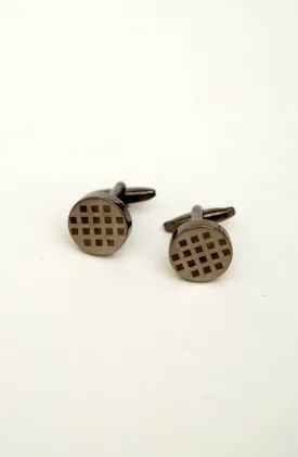 Silver Black Retro Cufflinks