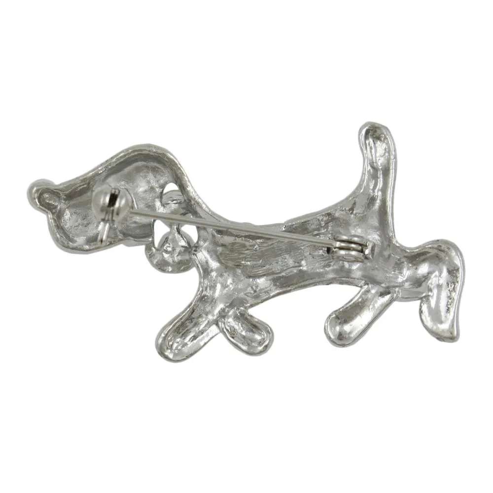 Silver with Crystals Strutting Beagle Dog Brooch Pin - PRD708