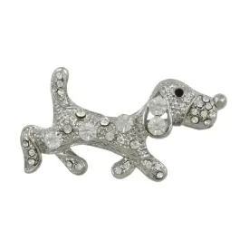 Silver with Crystals Strutting Beagle Dog Brooch Pin - PRD708