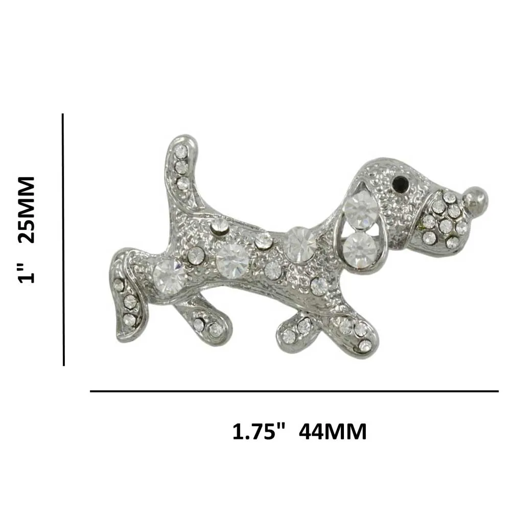 Silver with Crystals Strutting Beagle Dog Brooch Pin - PRD708