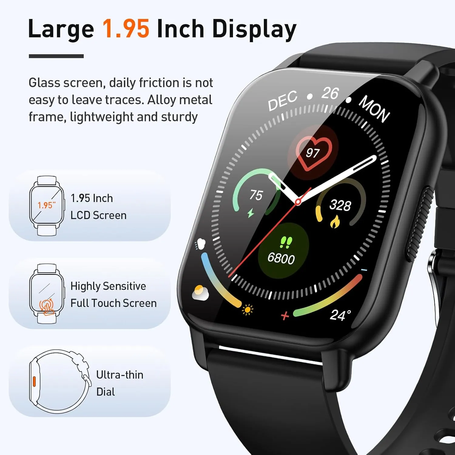 Smart Watch, 1.95" Smartwatch for Men Women(Answer/Make Call), 2025 New Fitness Watch with 110  Sports Modes, Fitness Activity Tracker with Heart Rate/Pedometer/Sleep/IP68 Waterproof for Android iOS