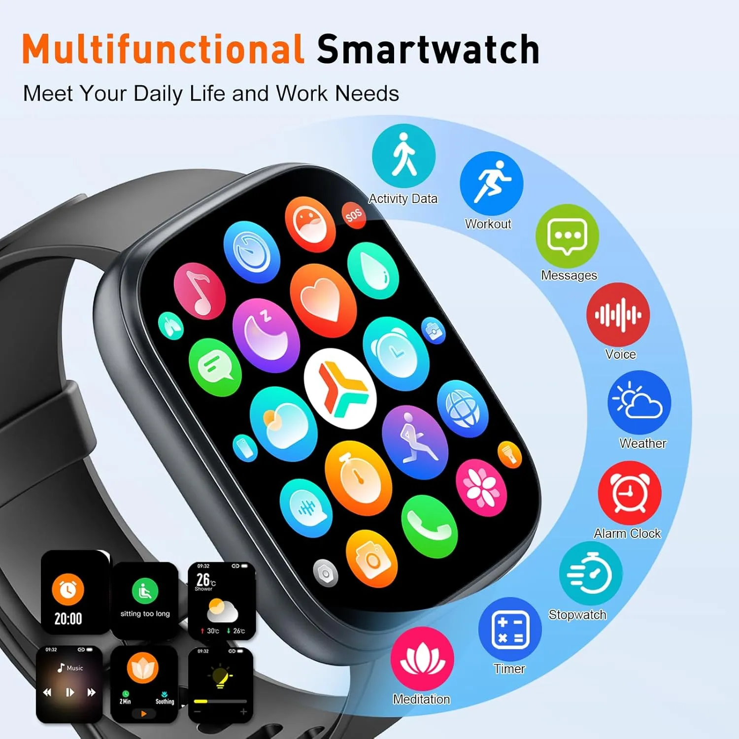 Smart Watch, 1.95" Smartwatch for Men Women(Answer/Make Call), 2025 New Fitness Watch with 110  Sports Modes, Fitness Activity Tracker with Heart Rate/Pedometer/Sleep/IP68 Waterproof for Android iOS