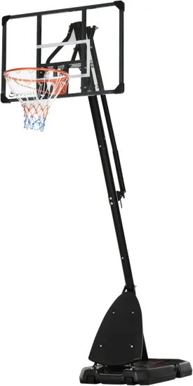 Soozier 9.6' - 11.5' Portable Basketball Hoop with 42'' Backboard and Wheels, Height-Adjustable Screw Jack Basketball System for Junior Adults Outdoor Indoor Use