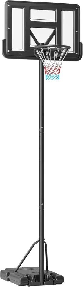 Soozier Portable Basketball Hoop, 7.5-10FT Height Adjustable Swimming Pool Basketball Goal with 43.25" Backboard, Wheels and Fillable Base, for Youth & Adults