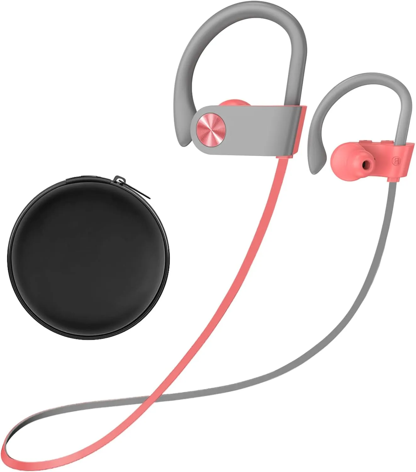 Stiive Bluetooth Headphones, Wireless Sports Earbuds IPX7 Waterproof with Mic, Stereo Sweatproof in-Ear Earphones, Noise Cancelling Headsets for Gym Running Workout, 16 Hours Playtime - PinkGrey