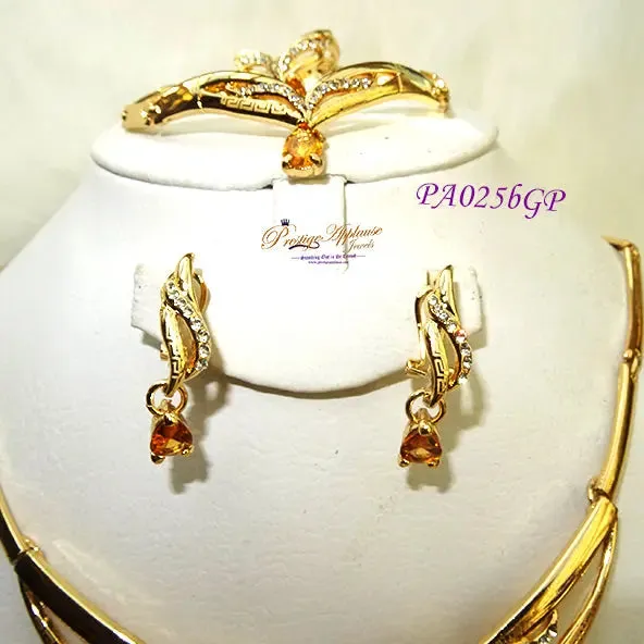 Stunning Purple Champagne Gold Plated Necklace Set - Perfect for Parties