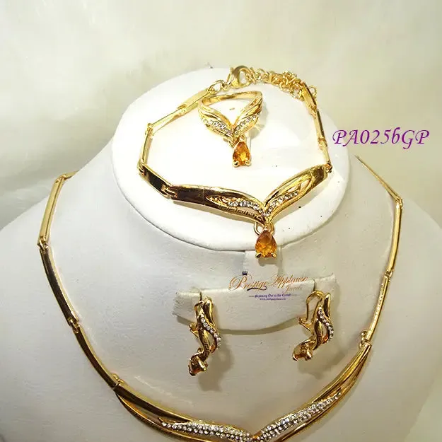 Stunning Purple Champagne Gold Plated Necklace Set - Perfect for Parties