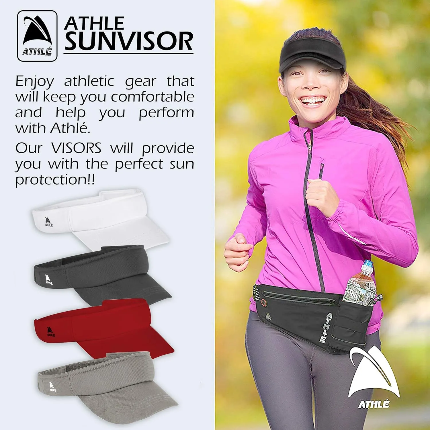 Sun Visors for Women and Men - Sun Visor Hat with Built-in Sweatband and Non-Slip Grip