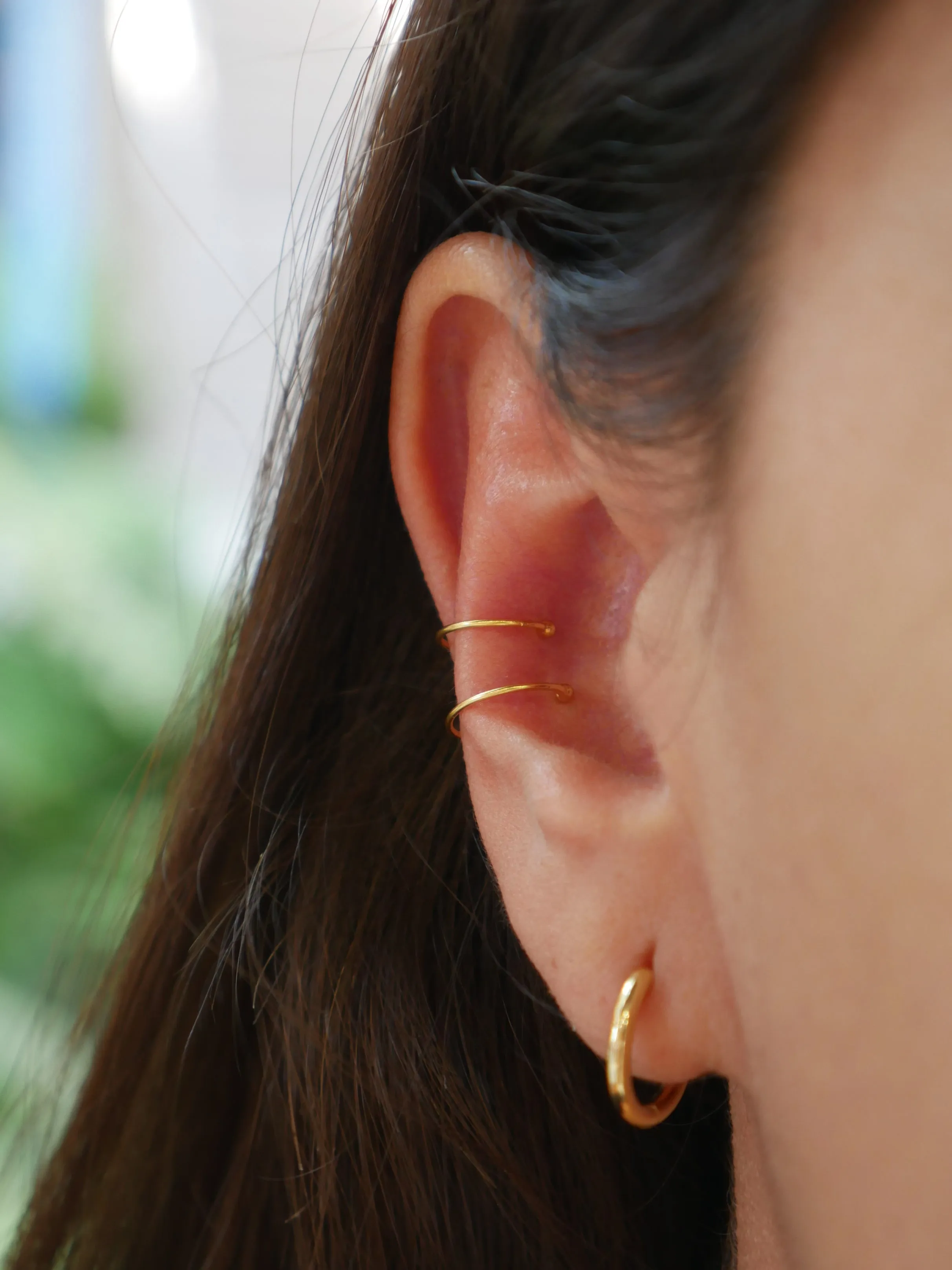 Tiny Thin Ear Cuffs Conch Non Pierced 18k Gold Plated .925 Sterling Silver Non Pierced Earrings