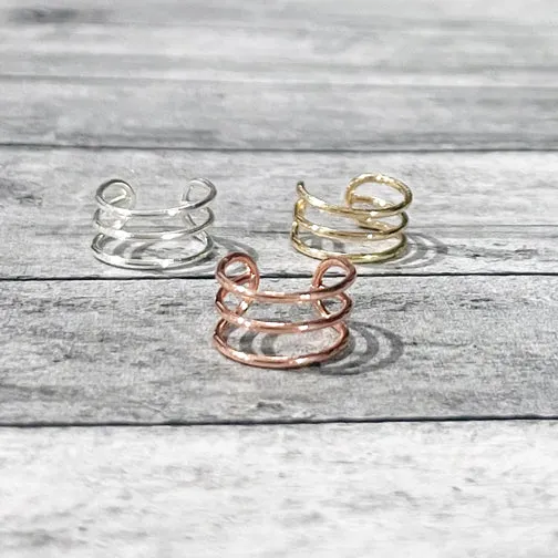 Trio Wrap Adjustable Ear Cuff (ROSE GOLD, GOLD OR SILVER)