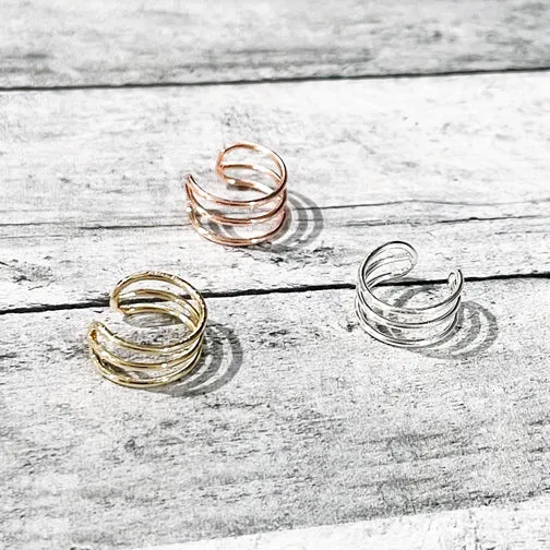 Trio Wrap Adjustable Ear Cuff (ROSE GOLD, GOLD OR SILVER)