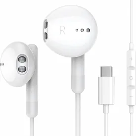 USB C Headphones for iPhone 16 15 Pro Max Plus iPad Pro USB C Earphones with Microphone Volume Control USB C Wired Earbuds USB Type C Earphone for Google Pixel 8 7 6A 5 Samsung S24 S23 S22 S21 S20 A55