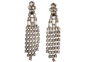 Vintage 1960s Rhinestone Chandelier Drop Earrings 4 Inch Fall