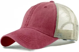 Vintage Washed Trucker Hat Distressed Adjustable Mesh Baseball Cap for Men Women Sun Hats Beach Outdoor Sports