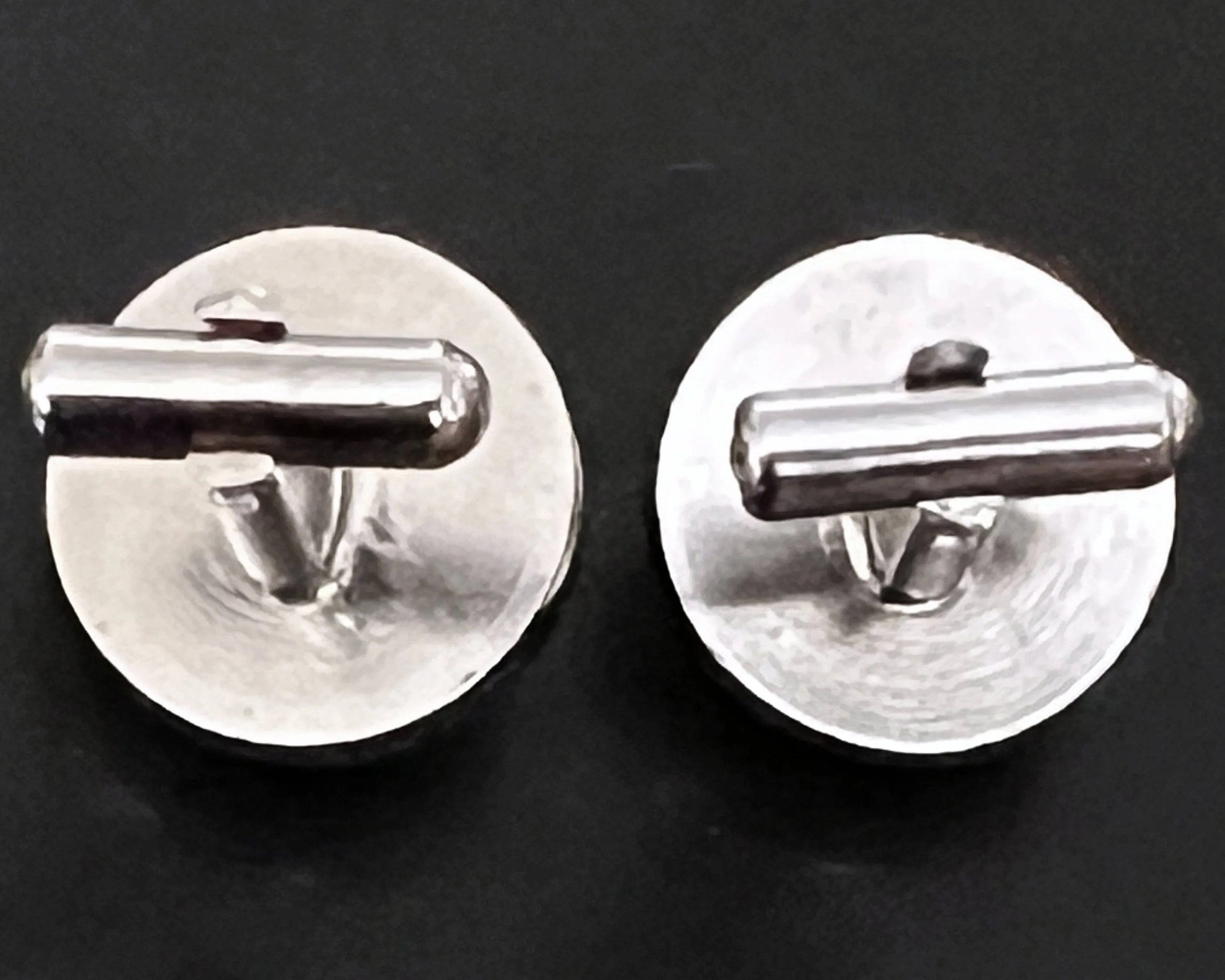 Vintage Watermelon Rivoli Cufflinks Silver Tone Setting