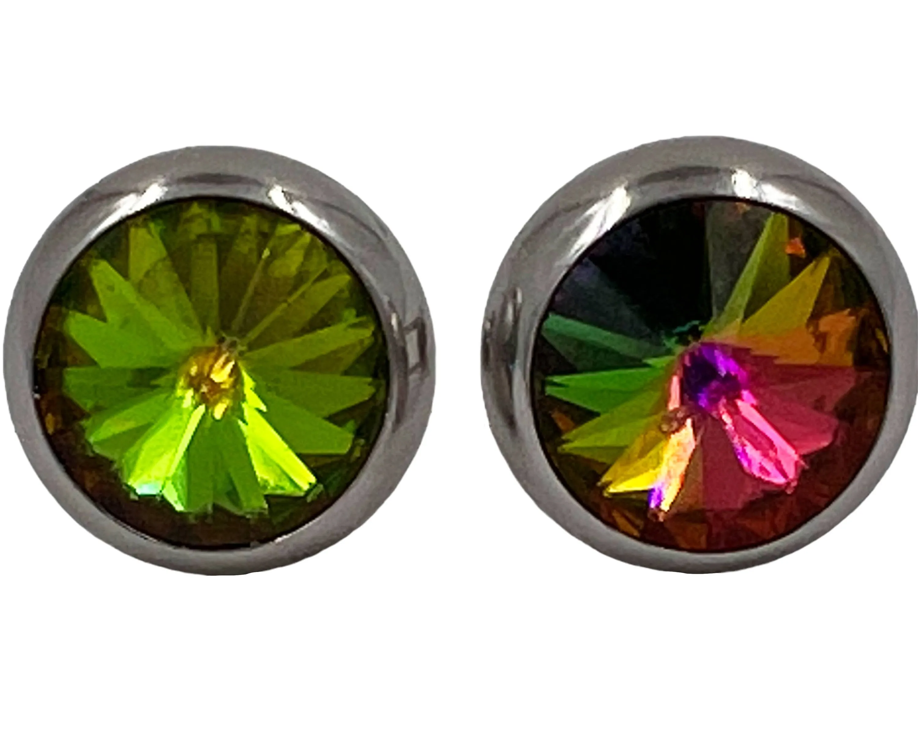 Vintage Watermelon Rivoli Cufflinks Silver Tone Setting