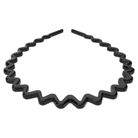 Wavy Headbands Plastic Skinny Thin Non-Slip Flexible Hair Bands Simple Hoops Hair Accessories for Women and Men Solid Colors (Black)