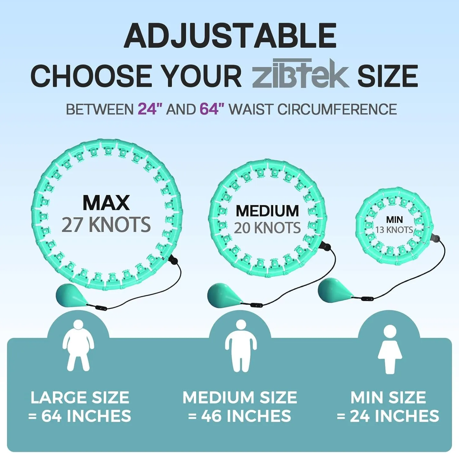 Weighted Hula Infinity Fitness Hoop for Adult Weight Loss, 2 in 1 Smart Fitness Workout Hula Circle Hoops with 27 Detachable Knots, Exercise Fit Hoop Suitable for Women and Beginners