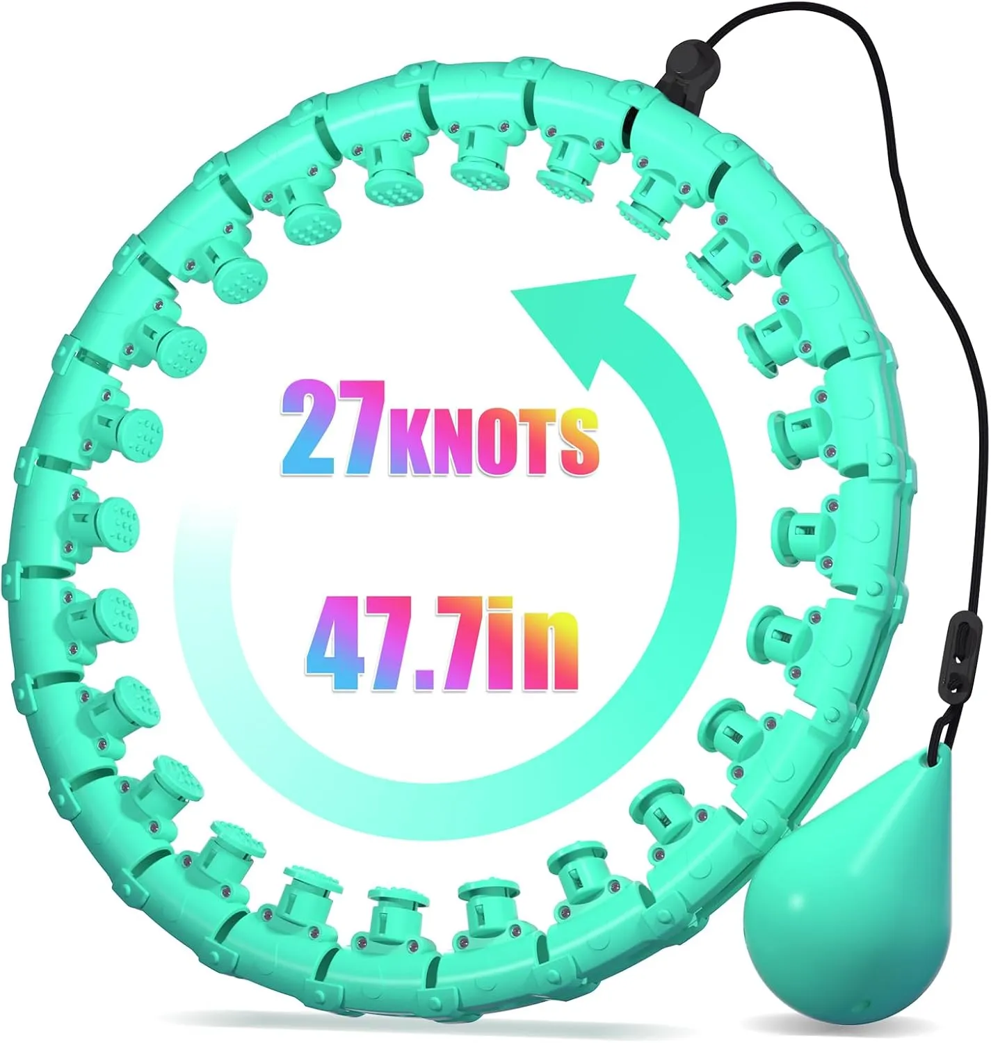 Weighted Hula Infinity Fitness Hoop for Adult Weight Loss, 2 in 1 Smart Fitness Workout Hula Circle Hoops with 27 Detachable Knots, Exercise Fit Hoop Suitable for Women and Beginners