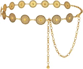 WERFORU Women Gold Silver Metal Concho Chain Belt Western Cowgirl Country Boho Waist Belt for Dress Jeans