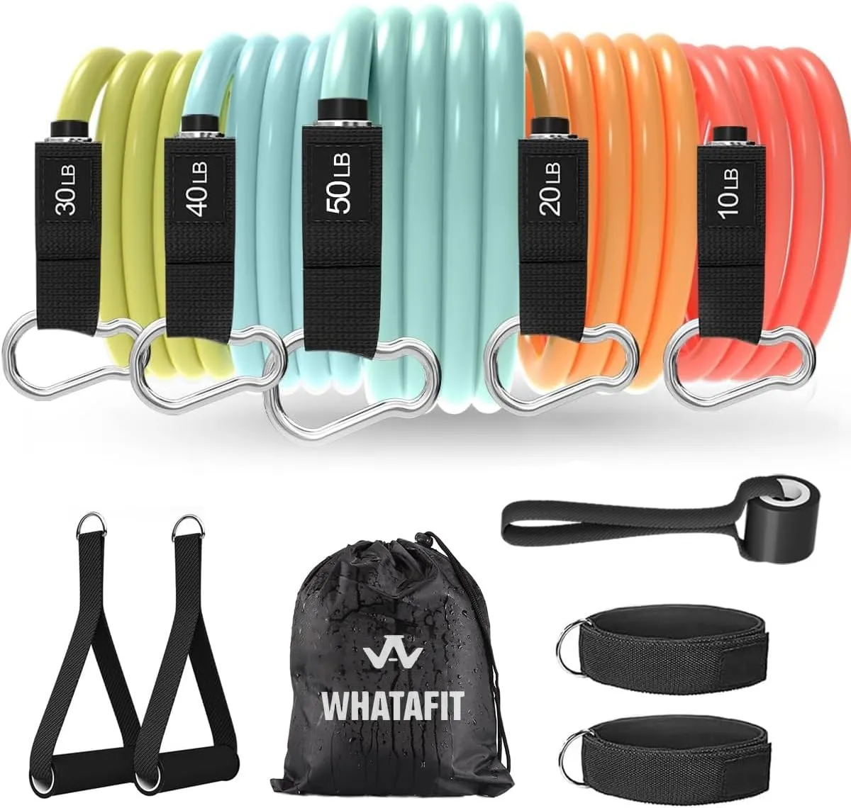 WHATAFIT Resistance Bands, Exercise BandsResistance Bands for Working Out, Work Out Bands with Handles for Men and Women Fitness, Strength Training Home Gym Equipment