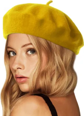 Wheebo Wool Beret Hat,Solid Color French Style Winter Warm Cap for Women Girls Lady