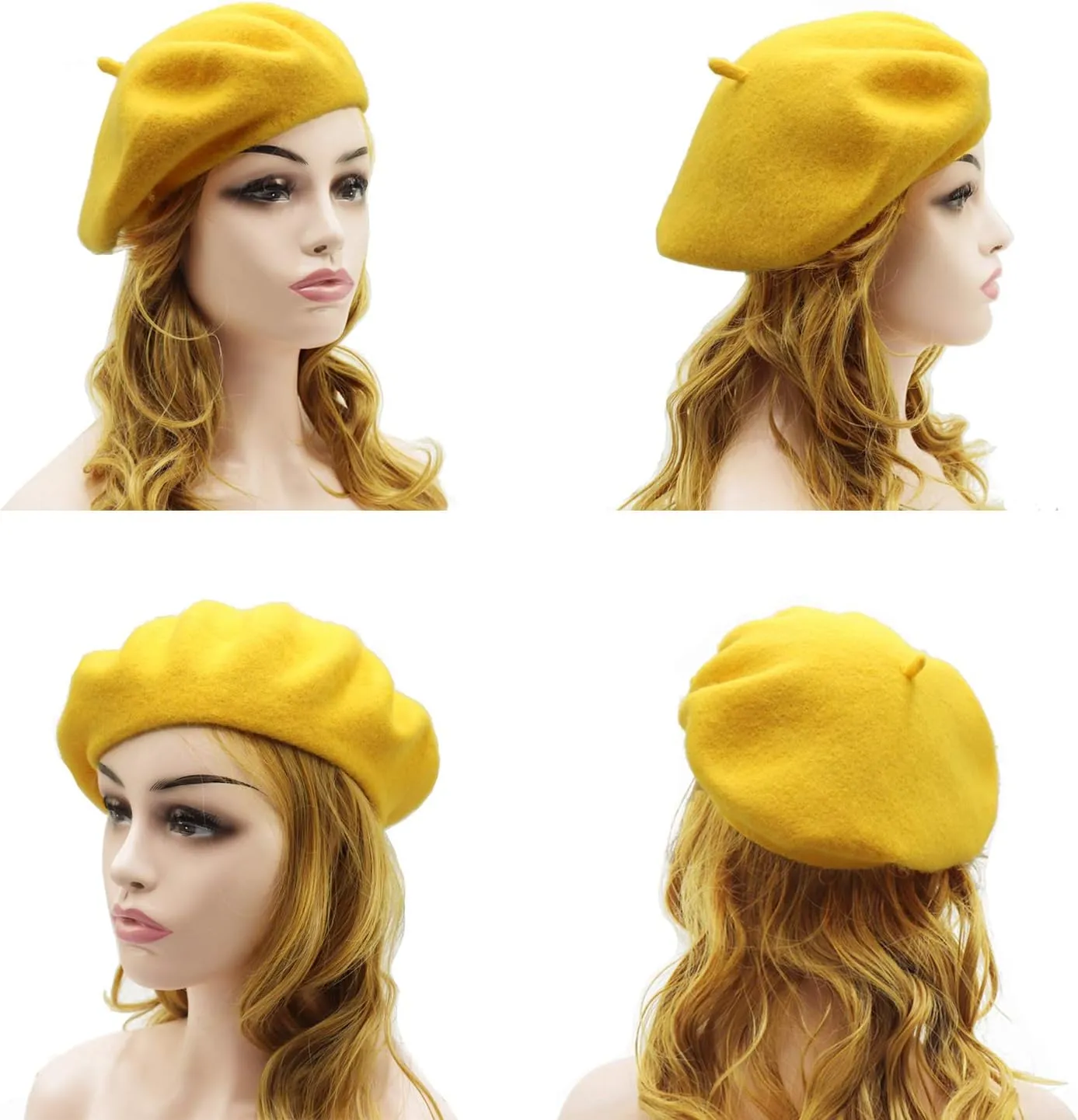 Wheebo Wool Beret Hat,Solid Color French Style Winter Warm Cap for Women Girls Lady