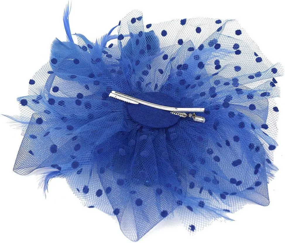 Women Fascinator Feather Flower Hair Clip Pin Brooch Corsage for Bridal Hairband Derby Hat Cocktail Party Wedding