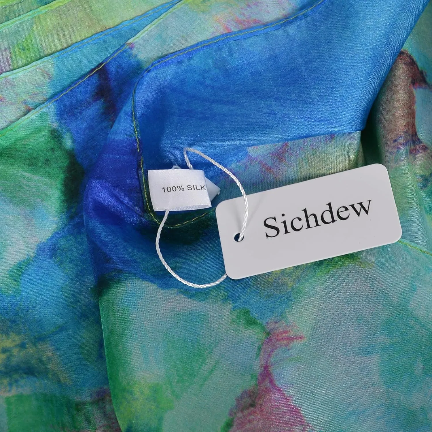 Women's 100% Mulberry Silk Long Scarf-Floral Print Lightweight Scarves-Oblong Summer Travel Sunscreen Shawl 69" x 43"