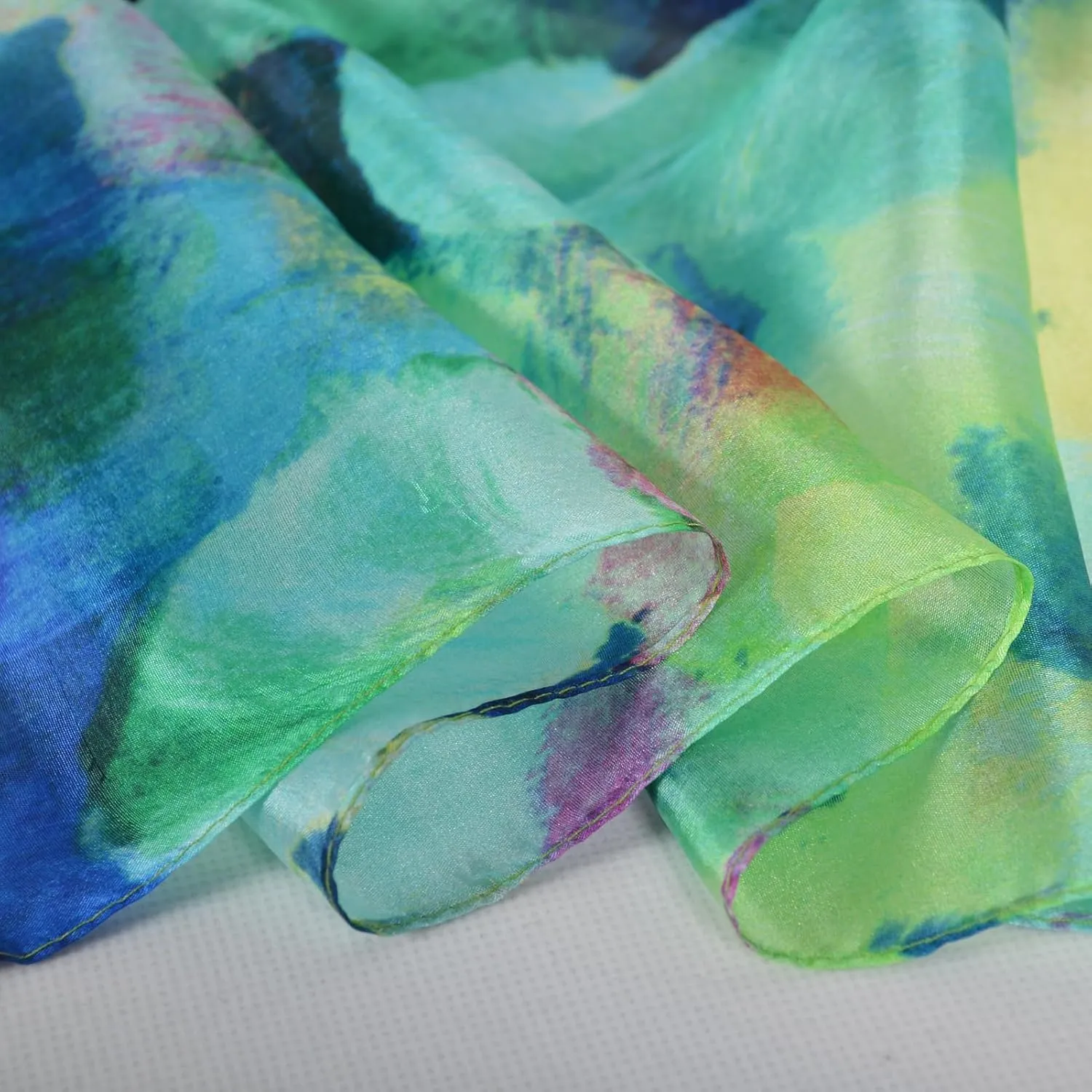 Women's 100% Mulberry Silk Long Scarf-Floral Print Lightweight Scarves-Oblong Summer Travel Sunscreen Shawl 69" x 43"