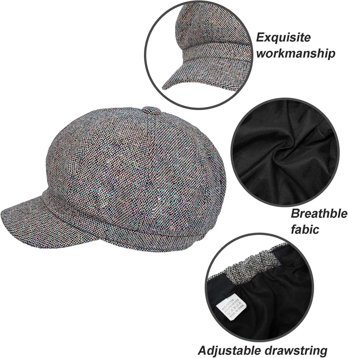 Womens Newsboy Caps Cabbie Gatsby Hat Visor Beret Hat Fashion Ladies Pageboy Caps for Womens Hat