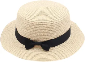 Womens Sun Hat Classic Fedora Hat Flat Top Hat Pork Pie Hat Wide Brim Church Cap for Women and Men
