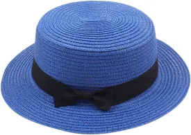 Womens Sun Hat Classic Fedora Hat Flat Top Hat Pork Pie Hat Wide Brim Church Cap for Women and Men