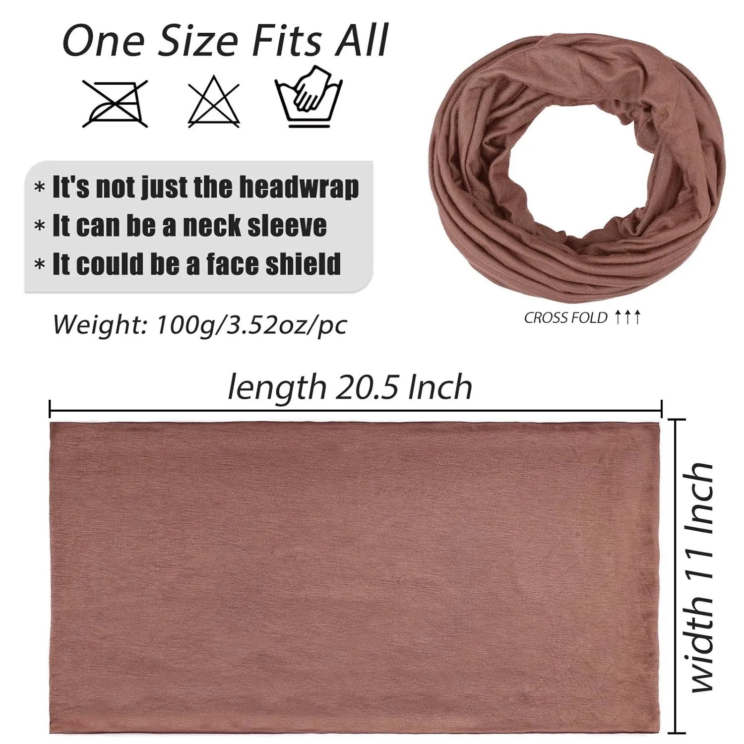XTREND 1 Piece Head Wrap for Women Solid Color Toroidal Turban Fashion Headband Extra Wide Full Head Coverage Bandana Soft Breathable Turban for Women (Coffee)