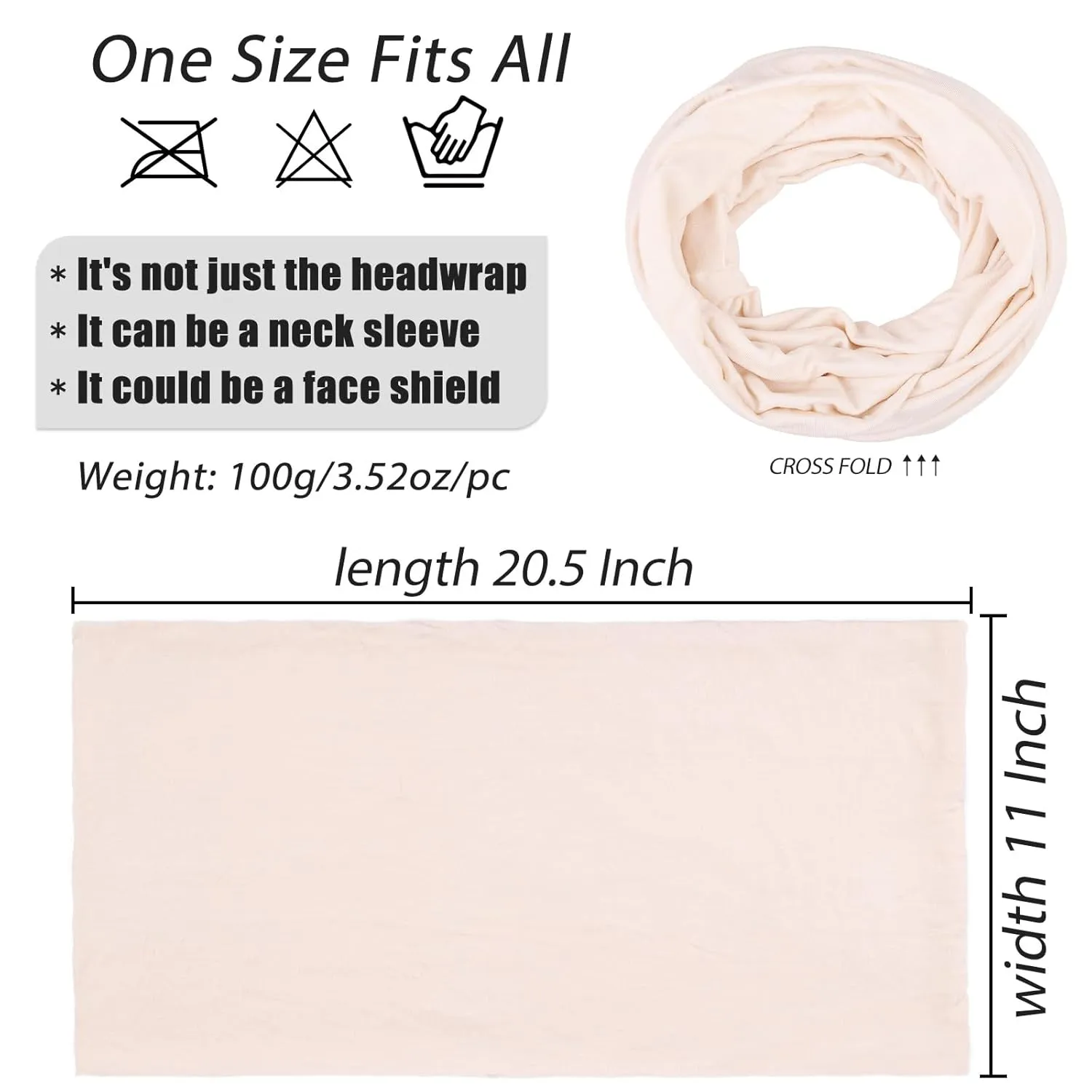 XTREND 1 Piece Stretch Head Wraps Fashion Headband African Solid Color Turban Neck Sleeve Soft Breathable headwrap for Women (Beige)