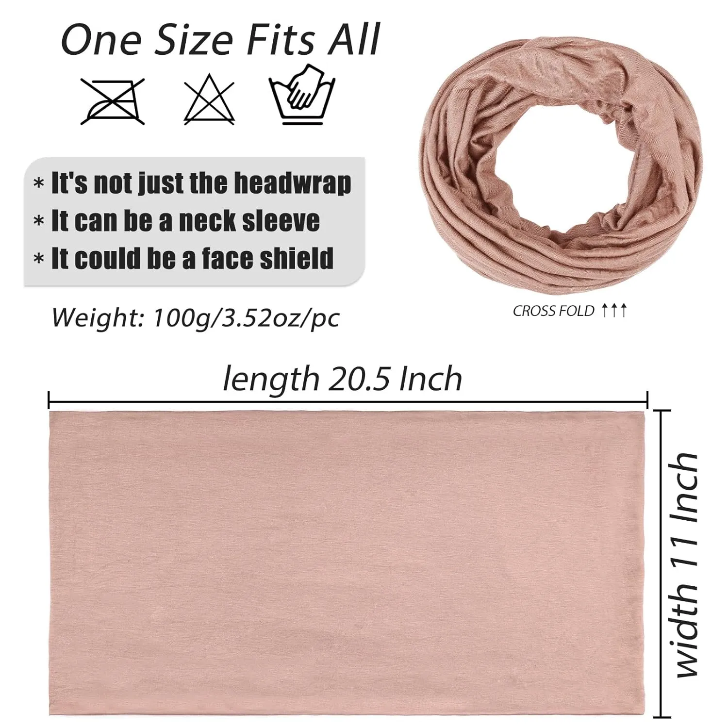 XTREND 1 Piece Turbans for Women Stretch Jersey Headwraps Fashion Neck Sleeve Sleeping Turban Solid Color Head Wrap Extra Wide Turban Caps Soft Breathable African Headwrap for Women (Camel)