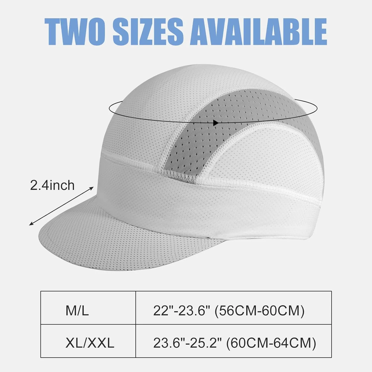 XXL Cooling Cycling Cap Skull Caps Under Helmet Mesh Hats with Sun Visor for Big Head Bike Hard Hat Liner for Men