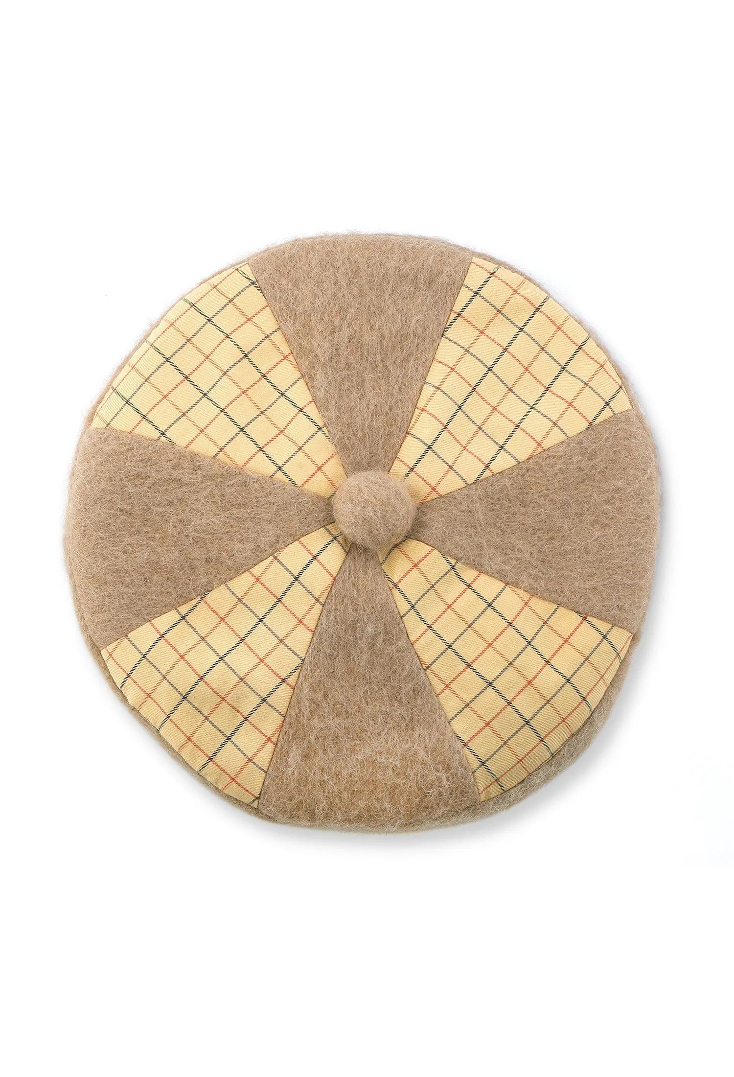 YELLOW CHECK & WOOL BERET