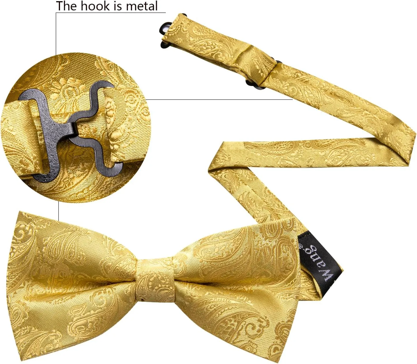 YOHOWA Men's Solid Paisley Suspenders Bowtie Set 6 Strong Clips Adjustable Y-Back Woven Brace Formal Wedding Party Tuxedo