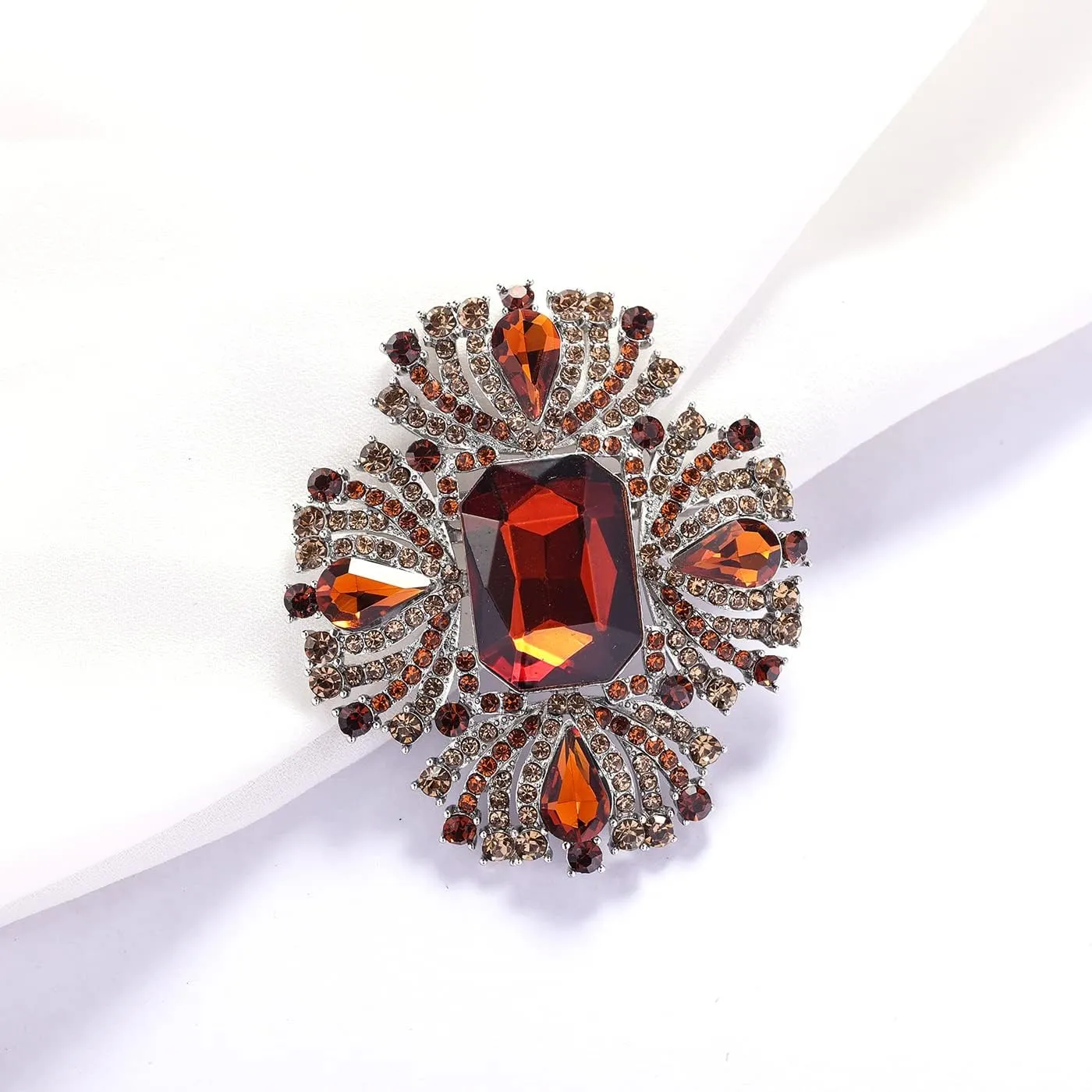 YOQUCOL Vintage Austrian Crystal Rhinestone Cross Flowers Shaped Brooch Pin Elegant Jewelry for Women Girls