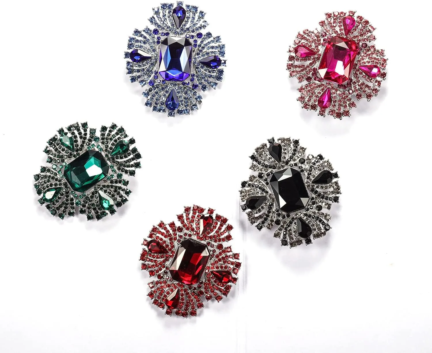 YOQUCOL Vintage Austrian Crystal Rhinestone Cross Flowers Shaped Brooch Pin Elegant Jewelry for Women Girls