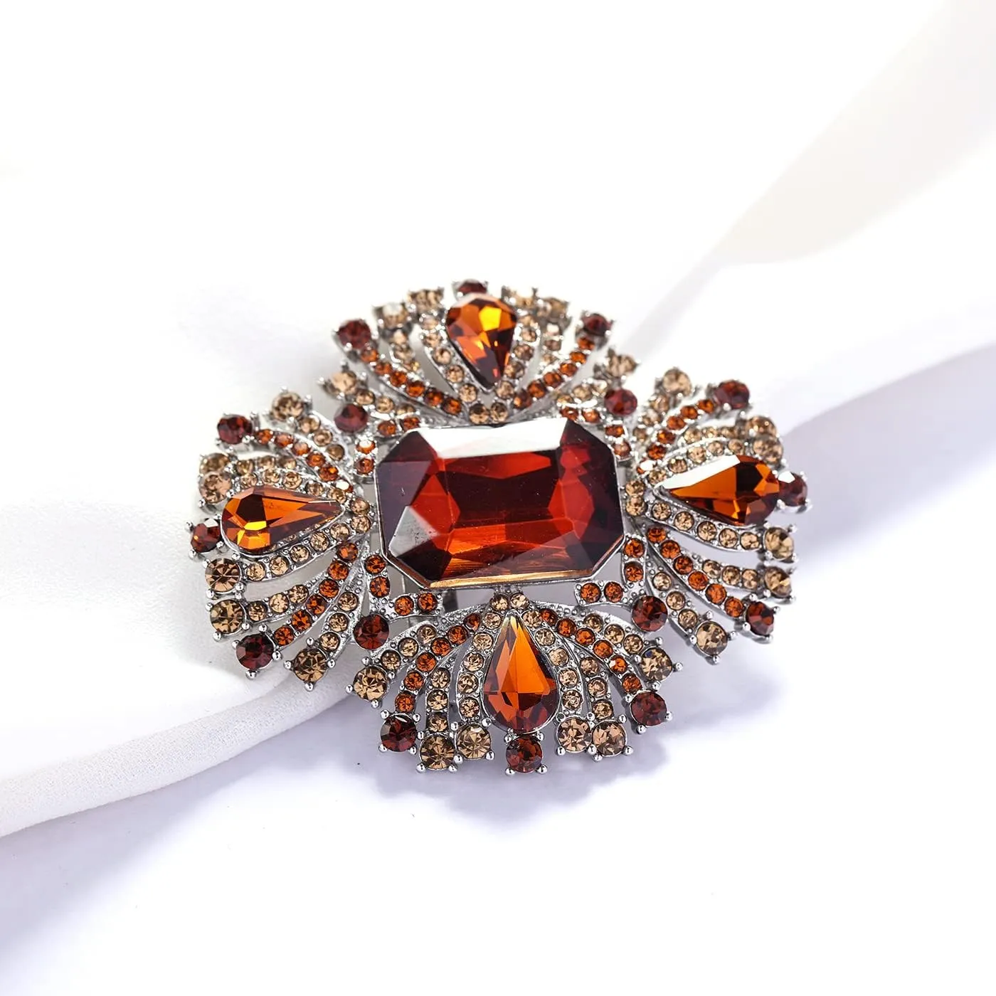 YOQUCOL Vintage Austrian Crystal Rhinestone Cross Flowers Shaped Brooch Pin Elegant Jewelry for Women Girls